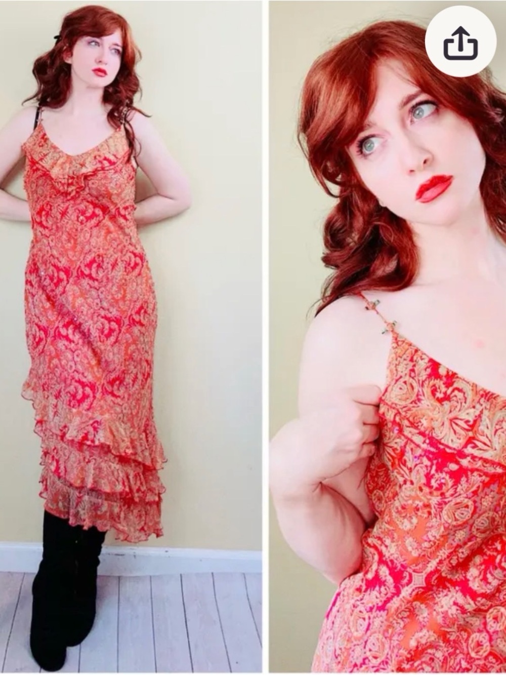 I.C.E. 100% Silk Midi Dress